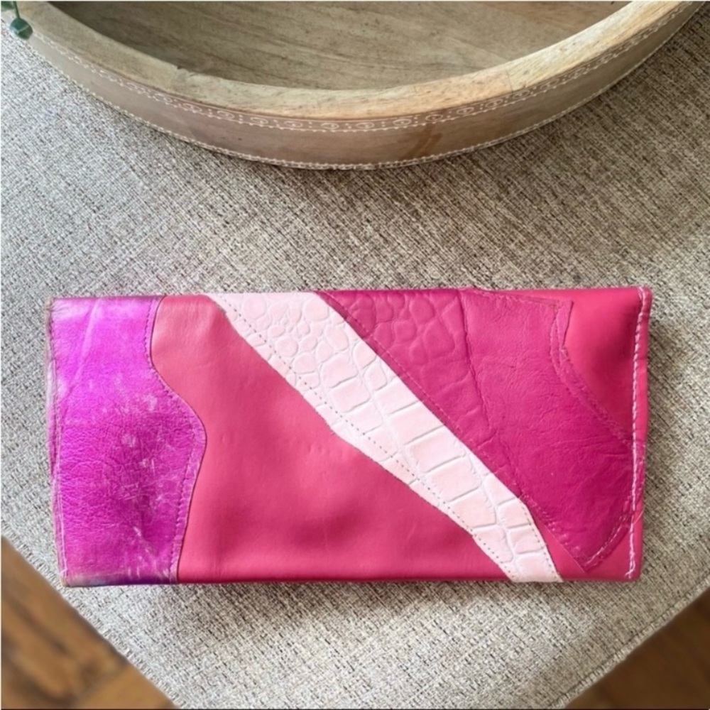 DUTCHES OF NEW YORK Pink Patchwork Leather Clutch & Belt Bundle - Picture 3 of 8